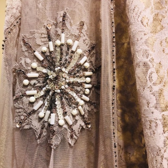 Vintage beaded & lace vest beige no tags - Picture 3 of 7